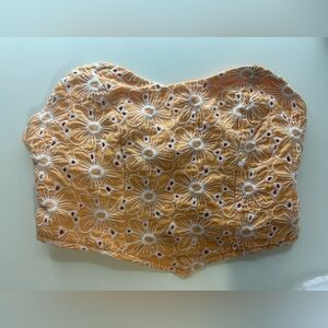 Floral Embroidered Women's Top - Orange